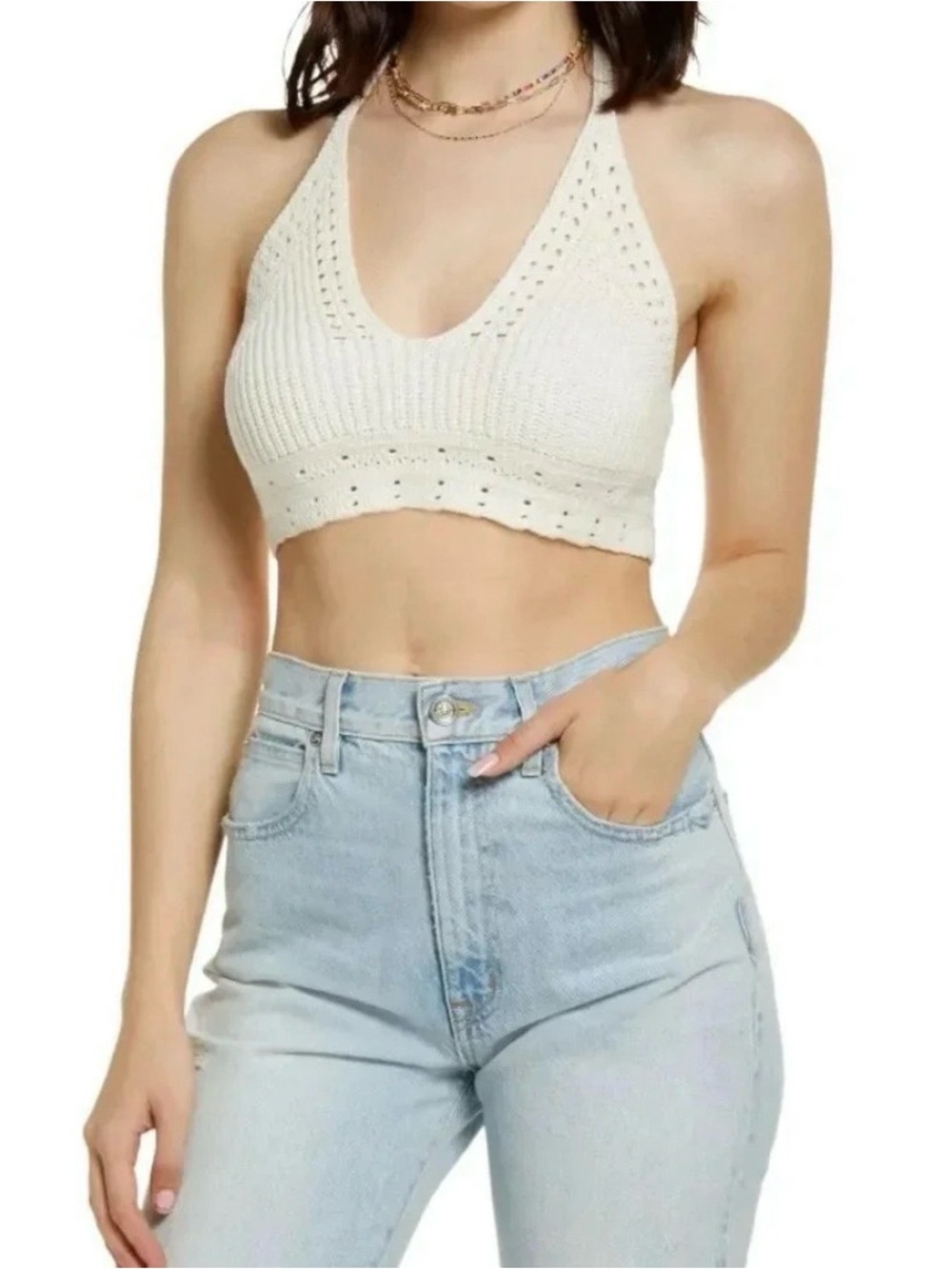 bp Nordstrom Crochet Halter Crop Top